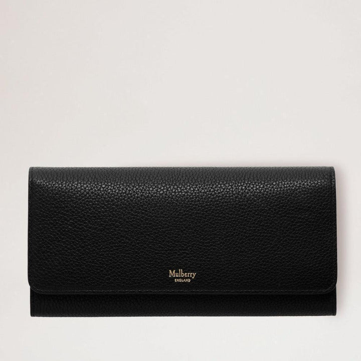 Mulberry Continental-Geldbörse aus schwarzem Leder, klassisches und elegantes Design. Modell RL4440205A100.
