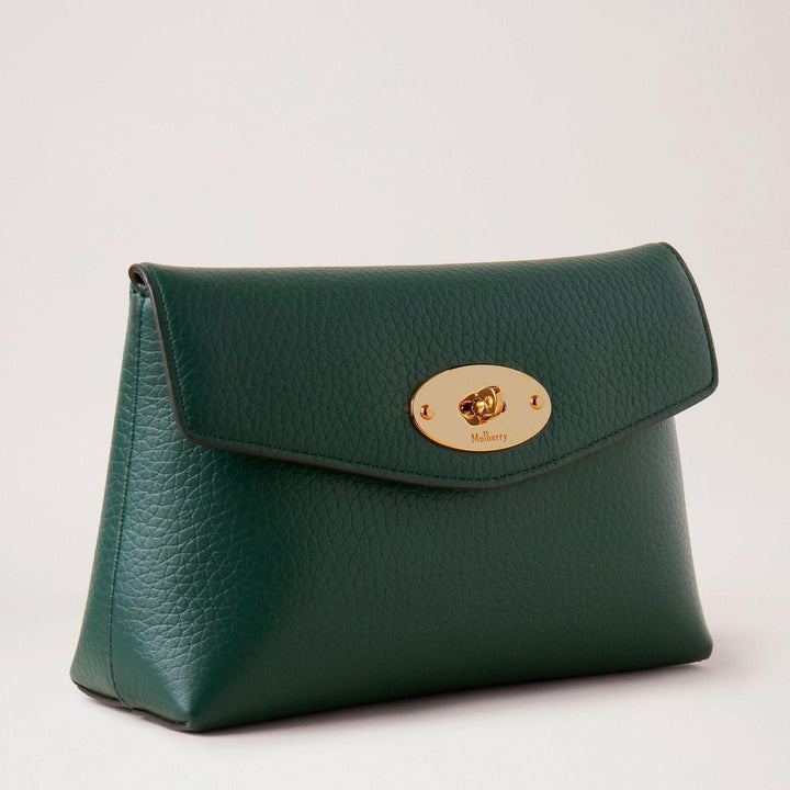 Mulberry Darley Kosmetiktasche aus dunkelgrünem Leder mit goldfarbenem Schloss, Modell RL6544736Q633