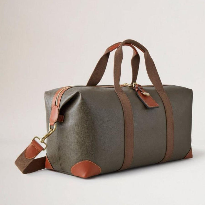 Mulberry Heritage Medium Clipper, Wochenendtasche aus braunem und cognacfarbenem Bioveg-Leder, Modell HL5136/127Q330.