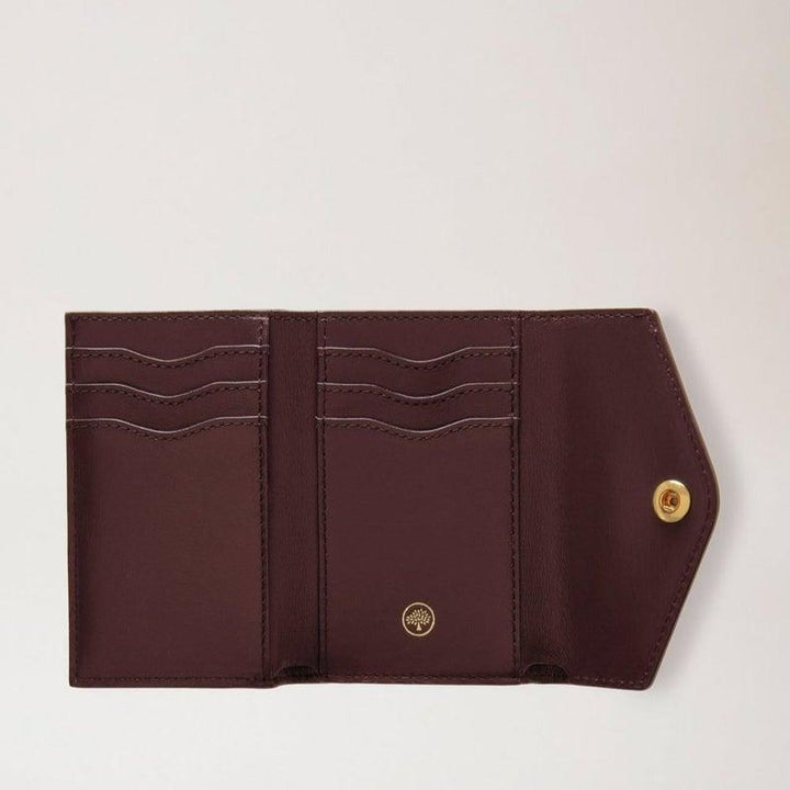 Mulberry pung Folded Multi Card Wallet i sort læder, indvendig visning, med kortlommer og trykknap. 47760
