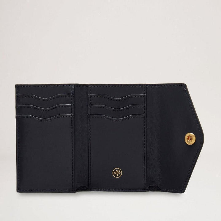 Mulberry Portemonnaie, gefaltete Multicard-Brieftasche aus dunkelgrünem Leder mit sechs Kartenfächern und goldenem Druckknopfverschluss, Modell RL6447205Q633