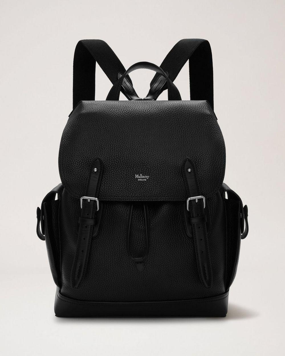 Mulberry Rucksack Heritage Rucksack aus schwarzem Leder mit Schnallen und verstellbaren Trägern, Modell HH5005346A100