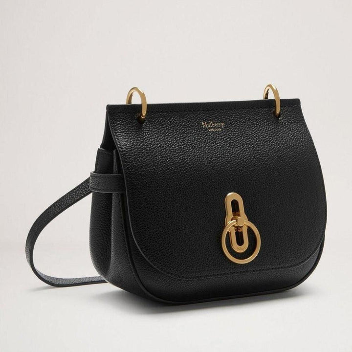 Mulberry Kleine Amberley Satchel Small Classic Grain Black aus schwarzem Leder mit goldenen Details, Modell HH4966205A100