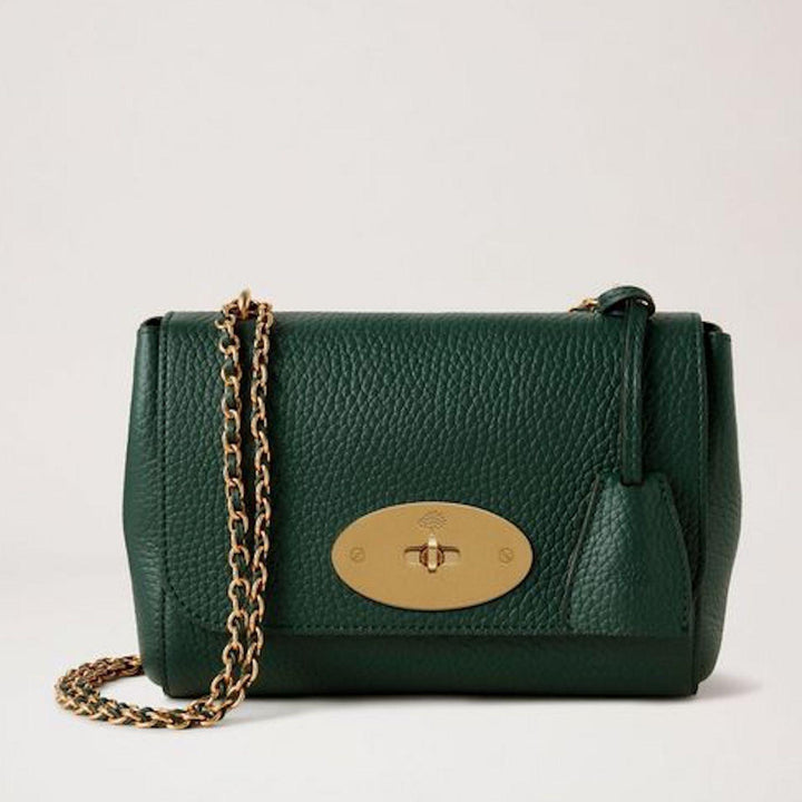 Mulberry Tasche Lily Schweres Korn Mulberry Grün mit Goldkette und strukturiertem Leder, Modell HH6950736Q633