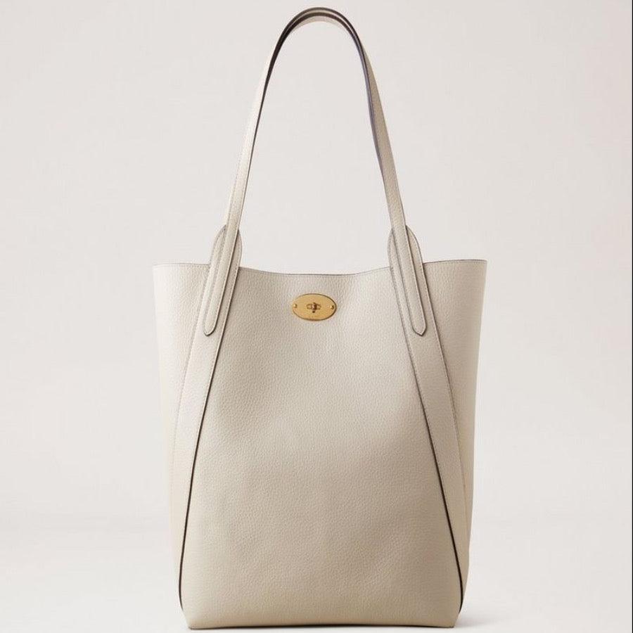 Mulberry Tasche Nord-Süd Bayswater Tragetasche Kreide aus hellem Leder mit goldenen Details, Modell HH9104/736W160