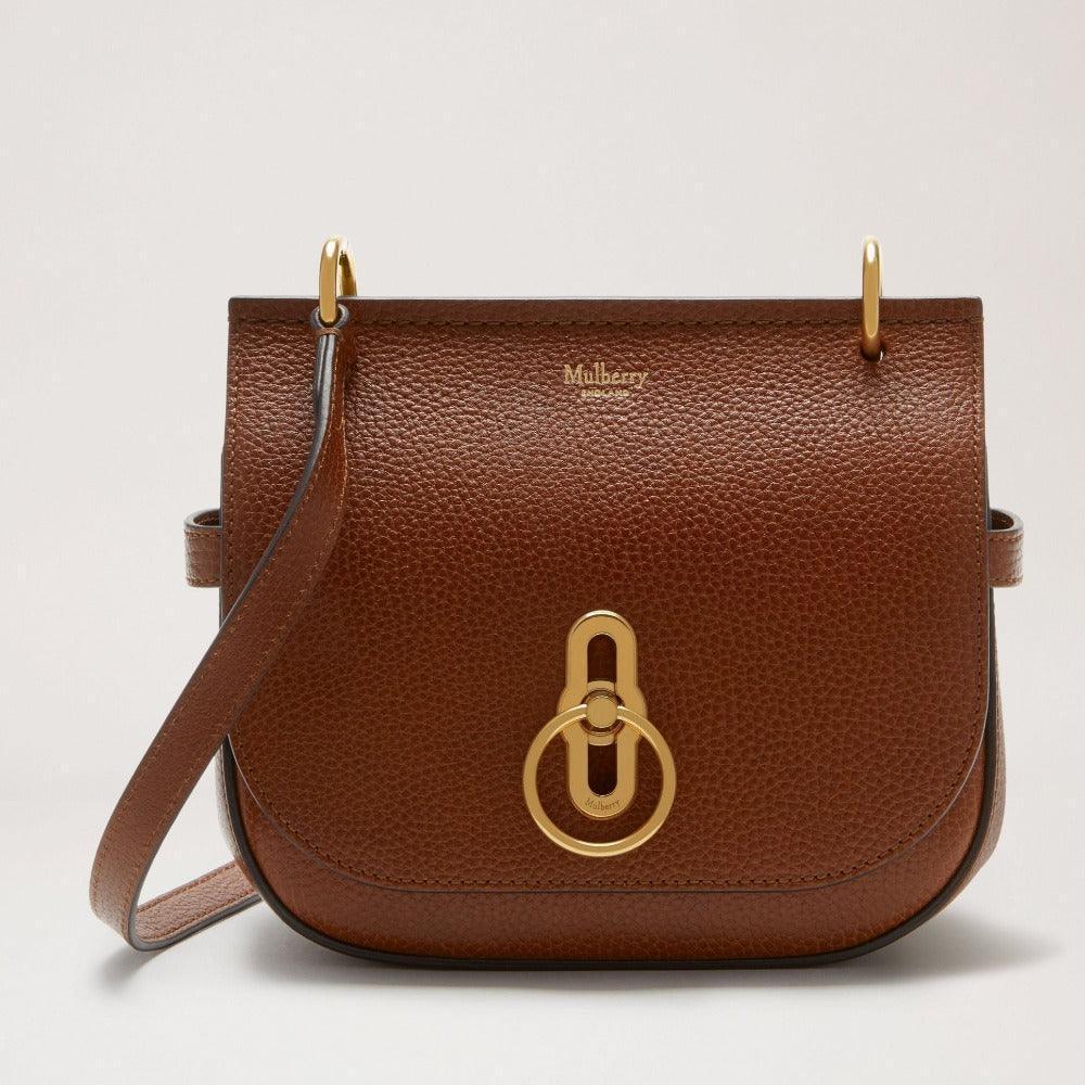 Mulberry Tasche Kleine Amberley Satchel Eiche aus braunem Leder mit goldfarbener Schnalle, Modell HH8731552G110