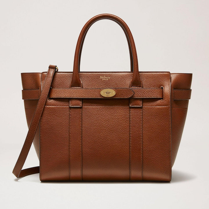 Mulberry Tasche klein mit Reißverschluss Bayswater aus braunem Leder mit strukturierter Oberfläche, Henkel und Schultergurt. Modell HH8729552G110