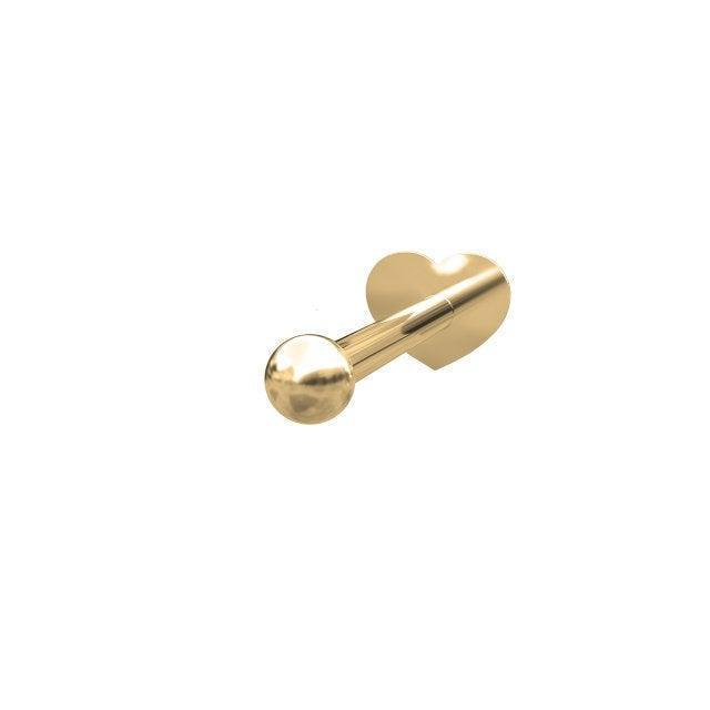 nordahl-14kt-gold-piercing-m-ball zeigt elegantes goldfarbenes Piercing mit Kugel und Herzrückseite. Modell 314000-5-1