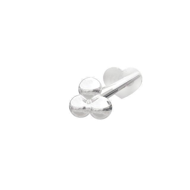 Nordahl Silberpiercing mit 3 Kugeln, zeigt Detail eines glänzenden Silberpiercings mit drei kleinen Kugeln. Modell 314002-9-1