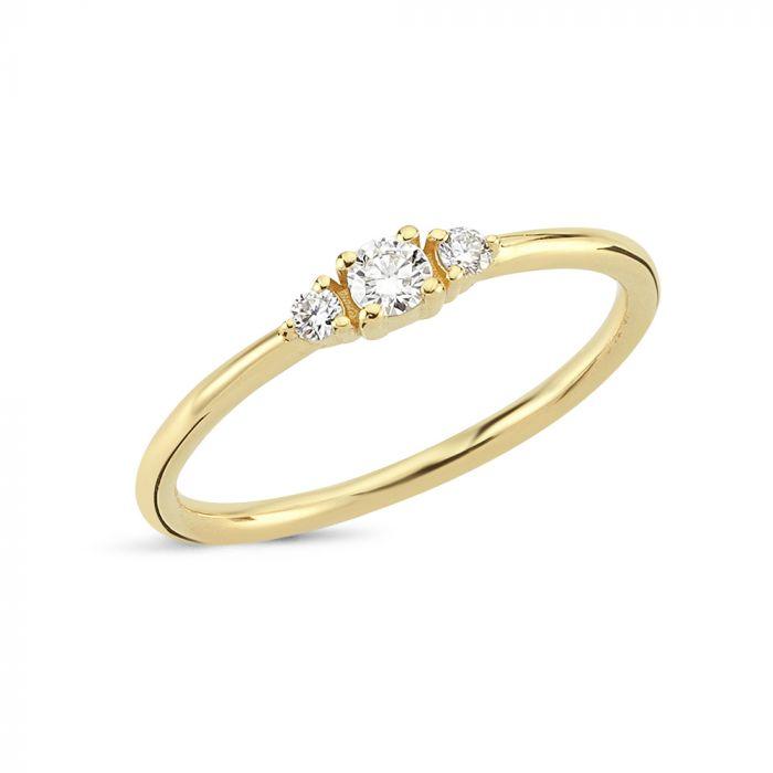 Nuran 14kt Petit Ring mit Diamanten, eleganter Goldring mit drei kleinen Diamanten. Modell R1110-R1110-015-001