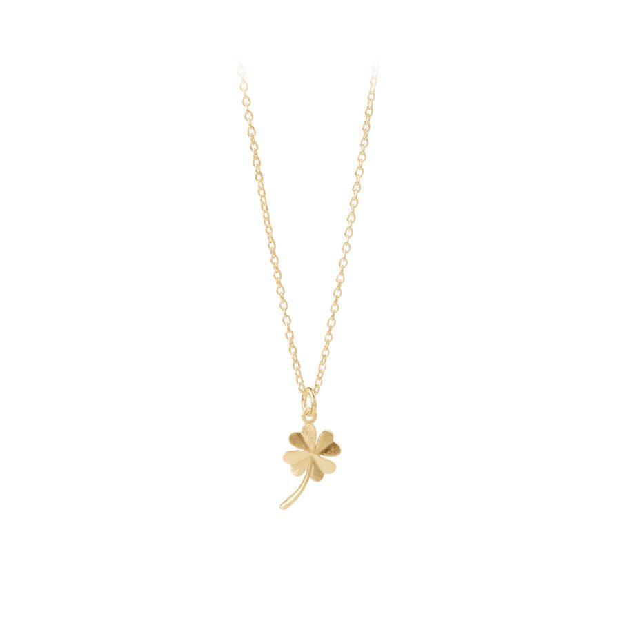 Pernille Corydon Kleeblatt-Halskette mit goldfarbenem vierblättrigem Kleeblatt-Anhänger an einer einzelnen Kette, Modell N-320-GP