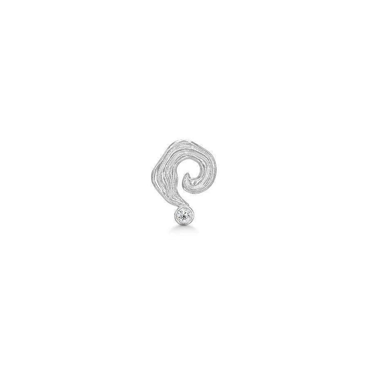 Polar Jewelry Galaxy Silver Earring Single mit gedrehter Struktur und klarem Stein. Modell spg-st-sl-wz-00406-1