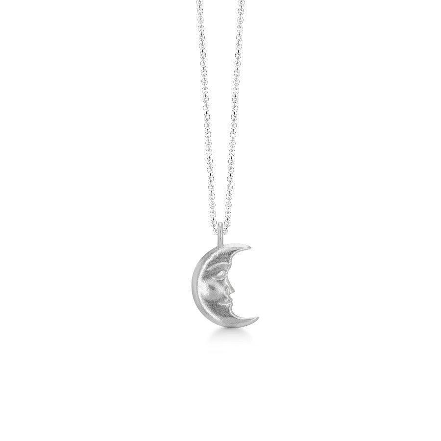 Polar Jewelry Mond-Silberhalskette mit Halbmond-Anhänger in glänzender Silberoptik an einer einfachen Kette. Modell TMO-NL-SL-00250-1