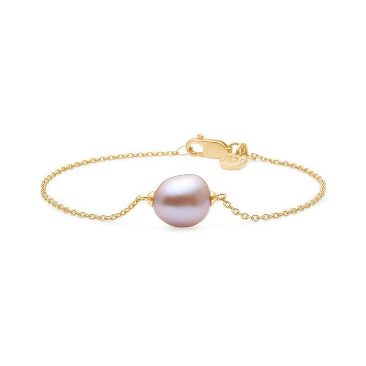RO Copenhagen Joy-Armband aus 18 Karat mit rosafarbener Barockperle in Goldkette. Modell 192L0013-002