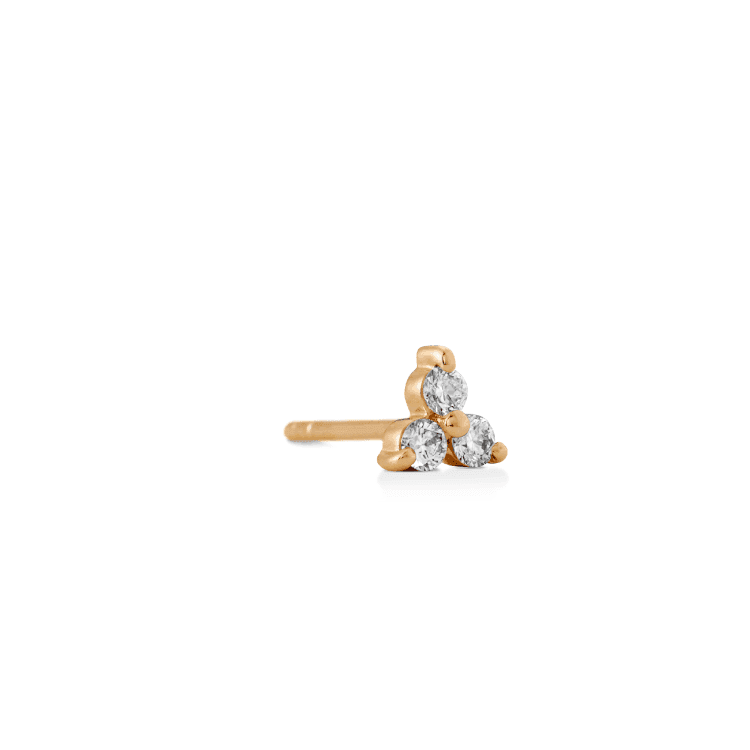 RO Copenhagen 18-karätige Fryd-Diamantohrringe mit drei Diamanten in Goldfassung, Modell 119280-1