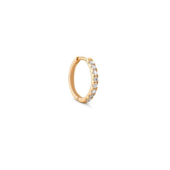 RO Copenhagen 18-kt-Rock-Classic-Diamant-Creole mit 10 mm Durchmesser, dargestellt in poliertem Gold mit Diamanten im Brillantschliff. Modell 119248-1