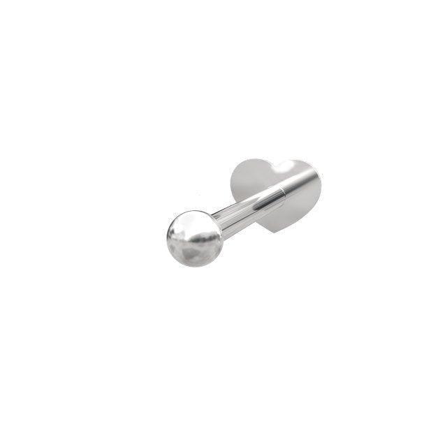 Solv-Piercing aus glänzendem Stahl mit herzförmigem Rückenteil, minimalistisches Design. Modell 314000-9-1