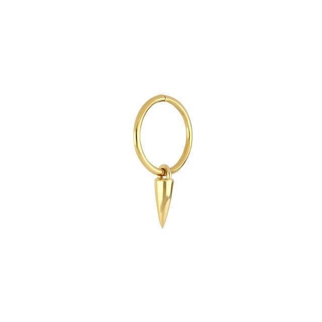 Son of Noa Silber vergoldeter Kreolen-Spike, schlichter goldfarbener Kreolen-Ohrring mit spitzem Anhänger. Modell 329035-3-1