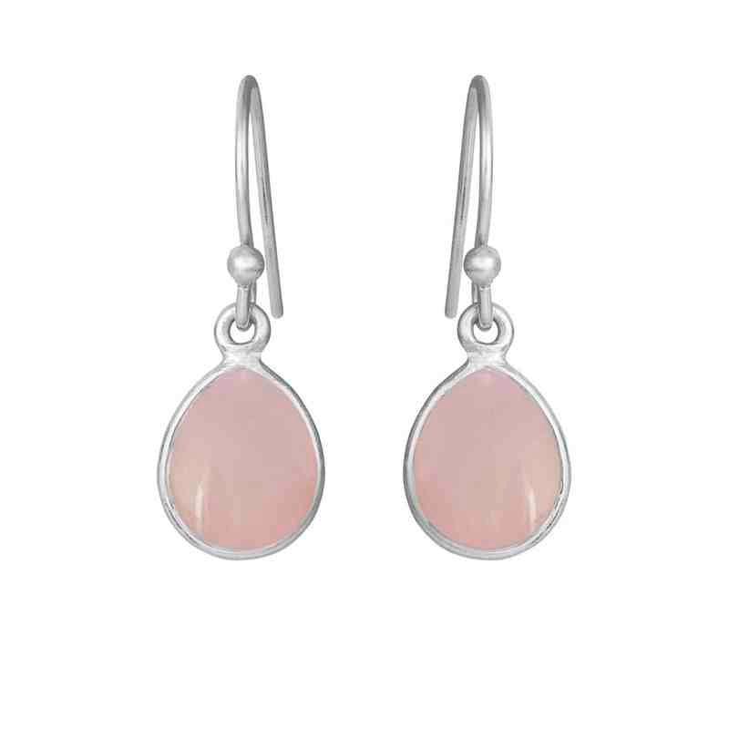 Susanne Friis Bjørner Creolen Pink Crystal, tropfenförmig in Silber mit rosa Steinen. Modell 5249-1-112-1.