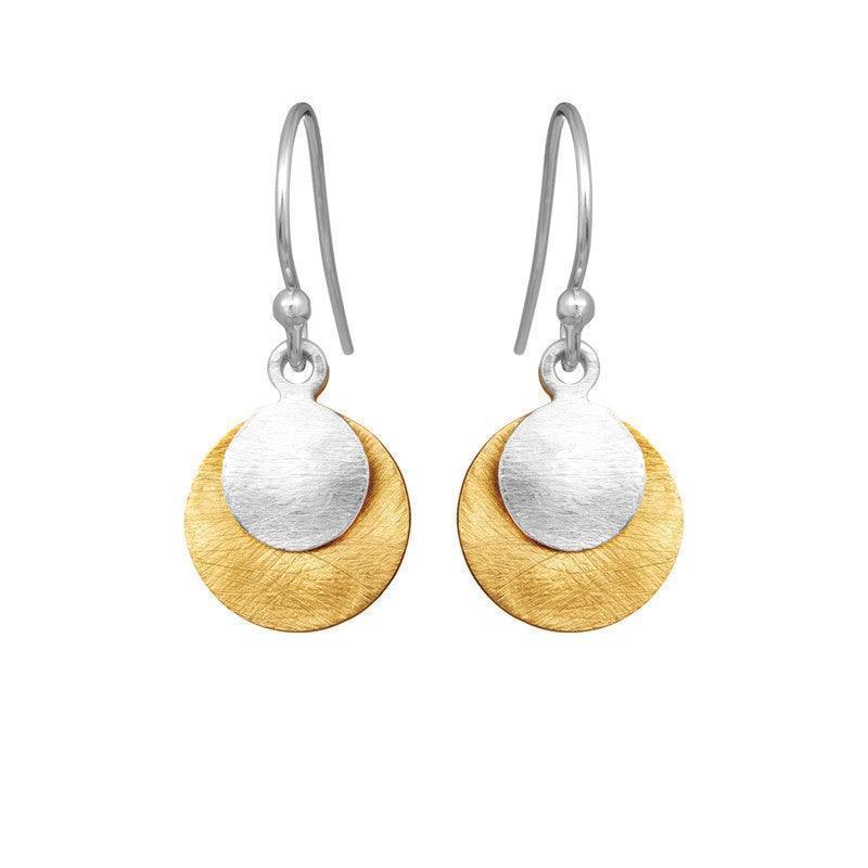 Susanne Friis Bjørner Ohrringe mit Monier Mix mit runden Anhängern in Silber- und vergoldeter Optik, Modell 5181-1-1