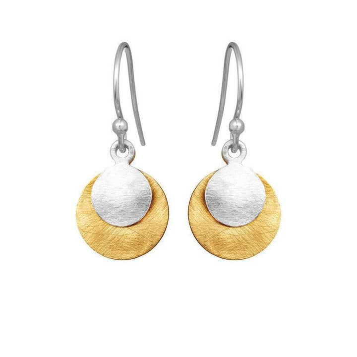 Susanne Friis Bjørner Ohrringe mit Monier Mix mit runden Anhängern in Silber- und vergoldeter Optik, Modell 5181-1-1