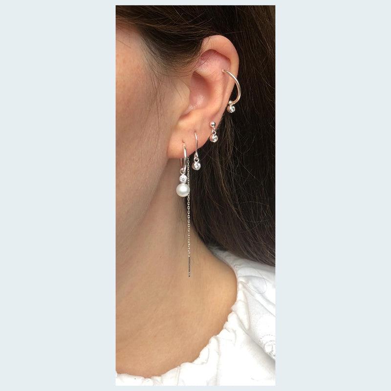 The Earring Shop Crystal Sølv Kædeørering - SI2001 - Øreringe - SI2001