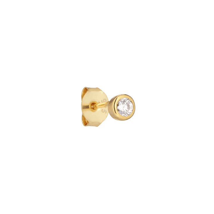 the earring shop Zierliche weiße Zirkonia-Ohrringe in Gold mit rundem klarem Stein, Modell SS2114-SS2114-1
