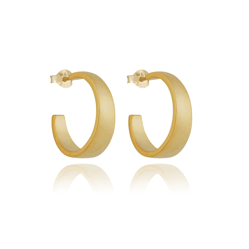 wioga Chickie-Ohrringe in mattgoldfarbener Ausführung in einem breiten kreolischen Modell. Modell E-1170-GP